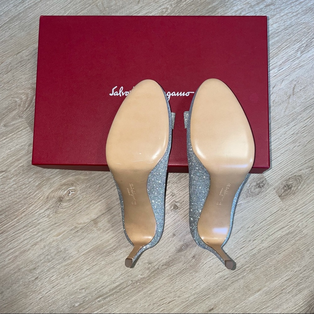 🆕 Salvatore Ferragamo Osimo Glitter Leather Pumps - Picture 10 of 14